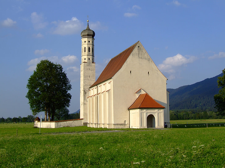 Landschaft, Kirche, Coloman Heiligtum, barocke, barocke Kirche, Kunst am Bau, attraktive
