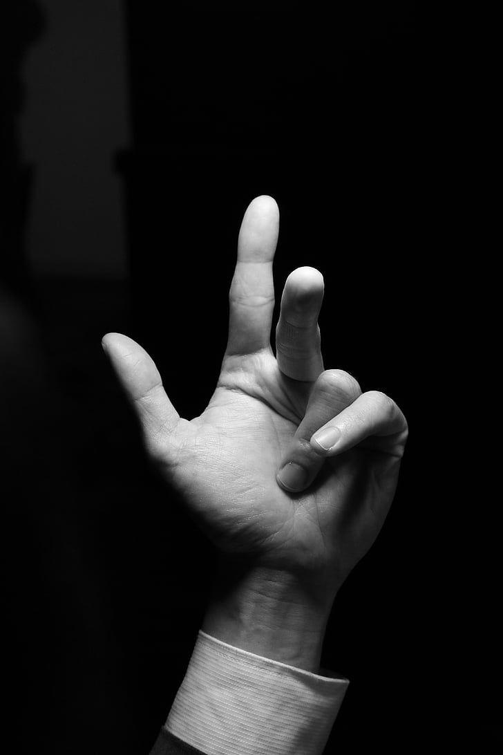 hand, black and white, left hand