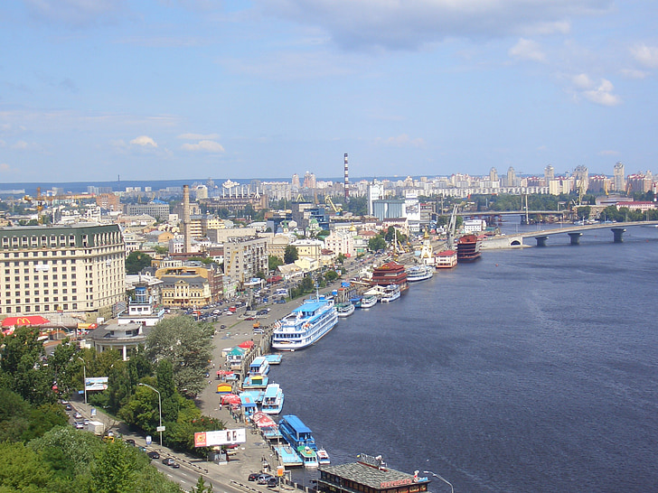 Kiew, krajina, pohled, město, výhled na město, Architektura