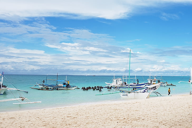 republic of the philippines, boracay, sea, sky, yacht, snorkelling, beach
