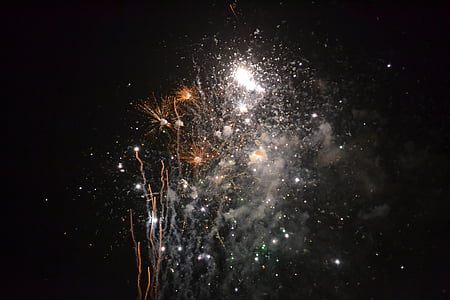 fajerwerki, Chiński Nowy rok, celebracja, kolorowe, światło, noc, Pirotechnika