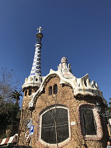 Barcelona, Parc guell, Gaudi, het platform, beroemde markt, toren, Antonio Gaudi