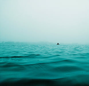 loď, Já?, osamělý, sám, modrá, oceán, voda