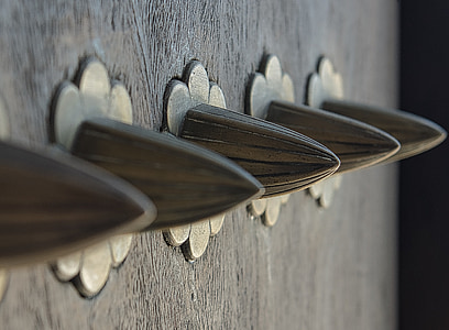 porta, botões, lidar com, maçaneta, de madeira, metal, bronze