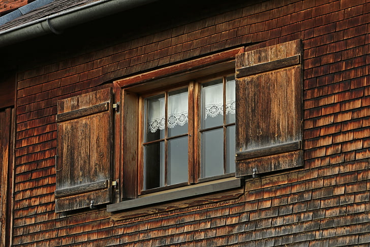 Farmhouse, jajko, Austria, alpejska, okno, hauswand, drewno