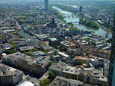 City, Frankfurt, riigilinn, arhitektuur, panoraam, kõrghooneid, pilvelõhkuja