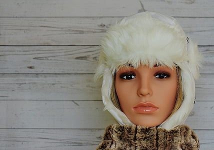 winter, cap, white, woman, face, doll, charming