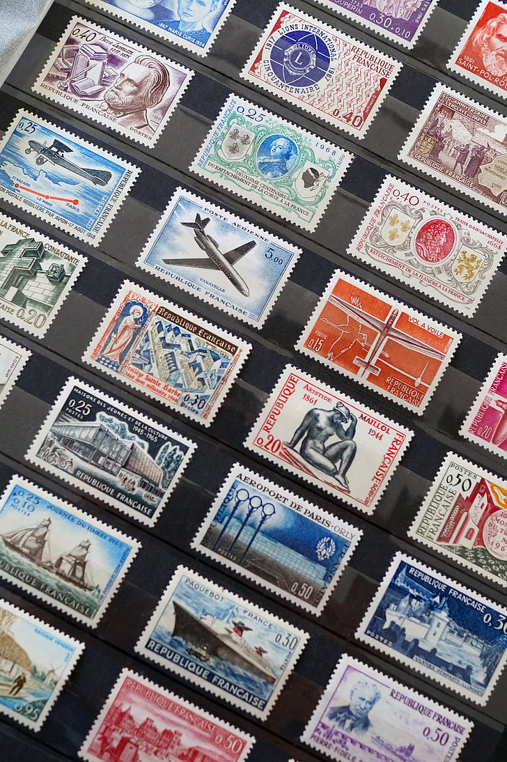 печати, колекция, филателия, френски марки, печат събиране, пост, фон