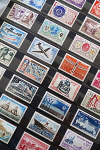 우표, 컬렉션, 우표, 프랑스 우표, 우표 수집, 올리기, 배경