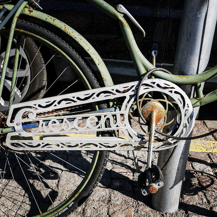 cykel, cykel, Halvmåne, vintage, rust, Stockholm, grøn
