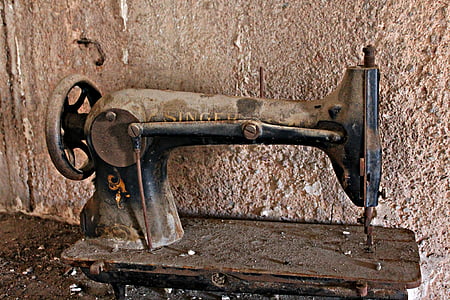 sewing machine, old, oblivion, dirty, attic, stitches, memory