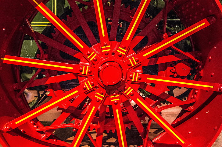 roda de metal, trator, Raios, vermelho, antiguidade, projeto, padrão