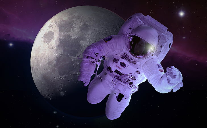 månen, astronaut, astronomi, fremover, romfart, teknologi, dupp