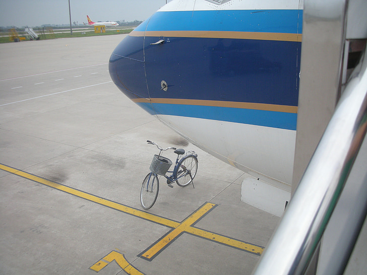 飛行機, 自転車, 空の安全, 中国, 始めてください, 旅行, 空港