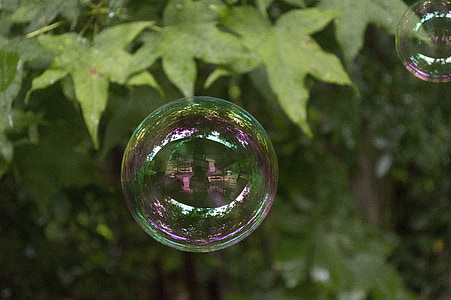 boble, reflekterende, refleksjon, fargerike, gjennomsiktig, sfære