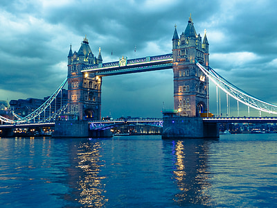 Londres, tour, Tamise, lieux d’intérêt, point de repère, pont de la tour, nuages