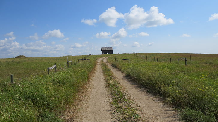 prairie, shed, rural, old, landscape, building, nature