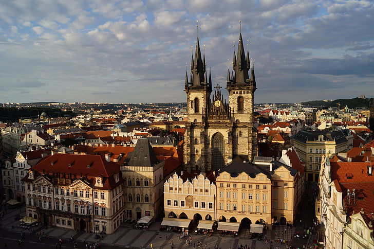 Praga, plaça vencel, l'església, plaça, ciutat, edifici a capital, arquitectura