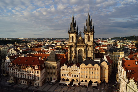 Praag, vencel plein, kerk, plein, stad, gebouw in de hoofdstad, het platform