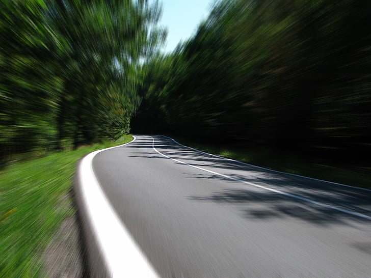 asfalt, borrosa, l'autopista, carril, desenfocament de moviment, l'autopista, carretera