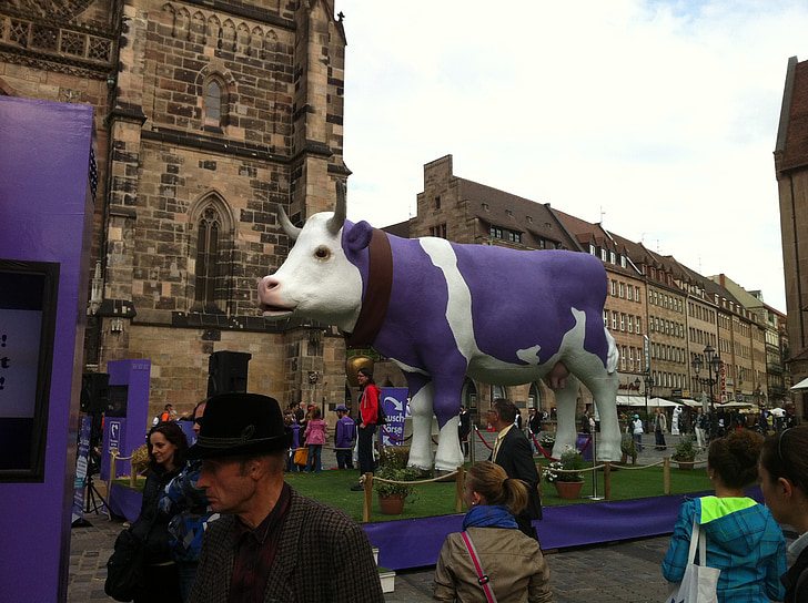 Milka lehmä, violetti, Nürnbergin, lehmä, eläimet, maito cow