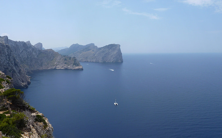 penhascos, Mallorca, Espanha, rocha, mar, azul, Mediterrâneo