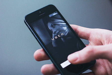 app, καμπίνα, χέρι, iPhone, smartphone, ταξί, η Uber