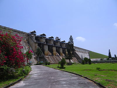 Плотина, Река hemavathi, достопримечательность, gorur, Хассан, Карнатака, Индия