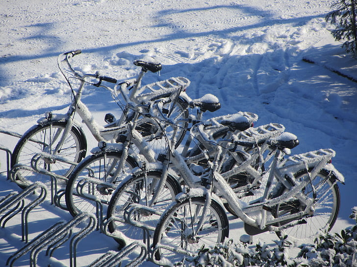 Inverno, andar de bicicleta, Branco