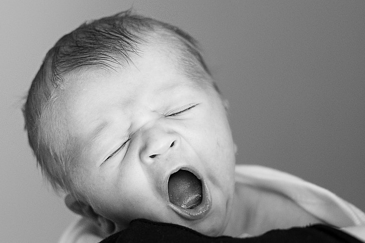 newborn, yawning, early days, first year, parenting, new motherhood, child