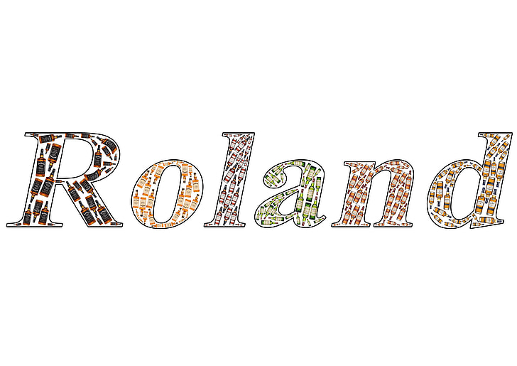 steklenica, ime, Roland, besedilo, dopust, oblikovanje, grafični