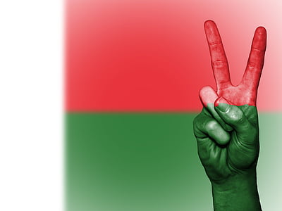 Madagaskar, rauha, käsi, kansakunnan, tausta, Banner, värit