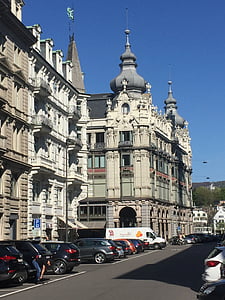 Zurique, casa de cidade, decoração de casas, fachada, artisticamente, prédio antigo, cidade velha