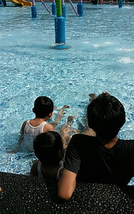 bazén, Dovolenka, relaxačné, Dovolenka, deti, otec, Tropical