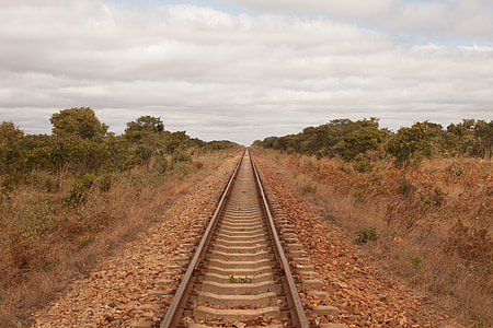 vlakem, Afrika, Zimbabwe, železnice, nekonečné, Hwange, Národní