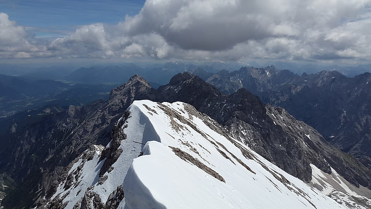 zugspitze, cornice, arête, ridge, rock ridge, zugspitze massif, mountains