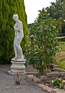 statue de, pilier, Grec, antique, ciment blanc, sculpture, Pierre