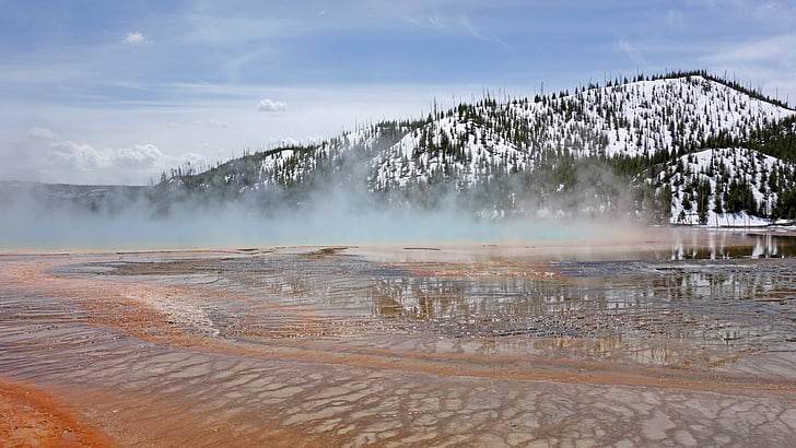national park, yellowstone, national parks, united states, grand prismatic spring, nature, landscape