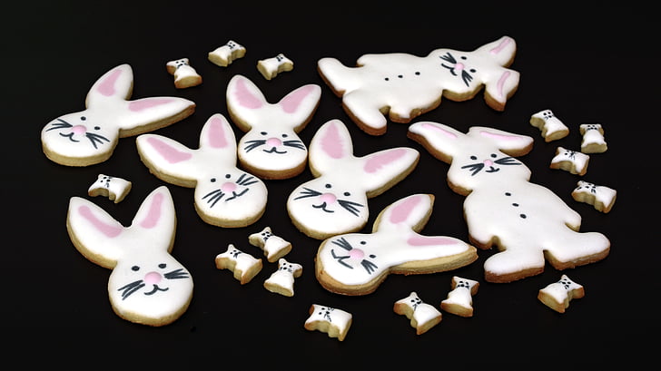 cookies, cookie, easter bunny, small cakes, pastries, sweet, bake