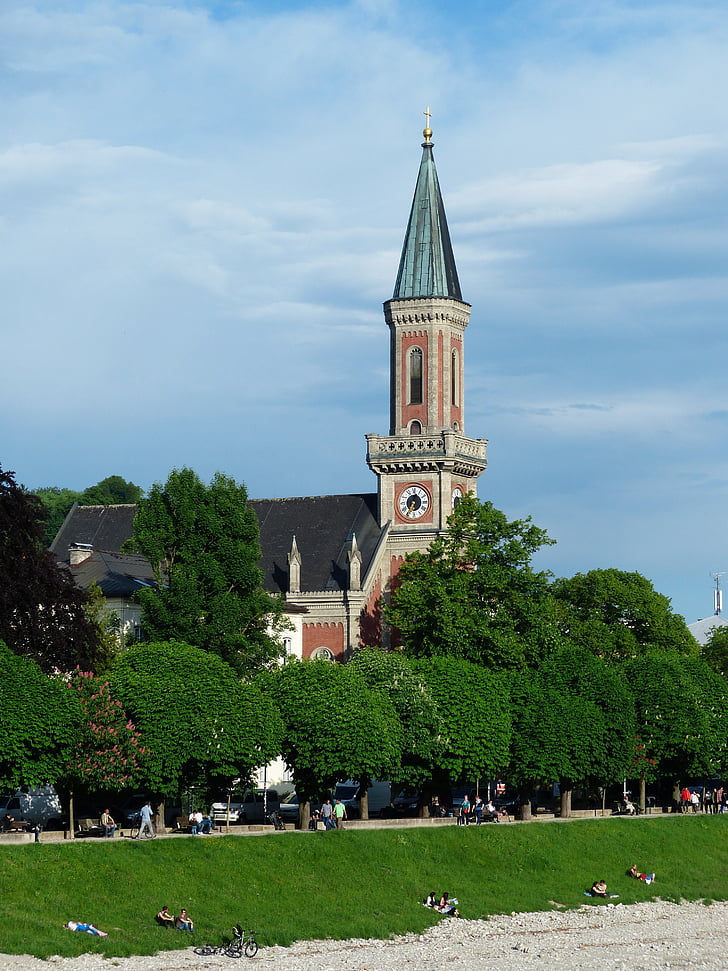 Evangelische christuskirche, Kristi kyrka, kyrkan, Neustadt, staden, Salzburg, historiskt bevarande