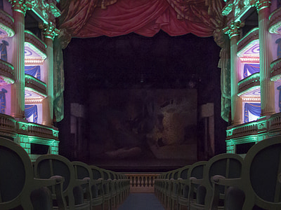 Teatro, salão, cores, assentos, público, caixa, Drama