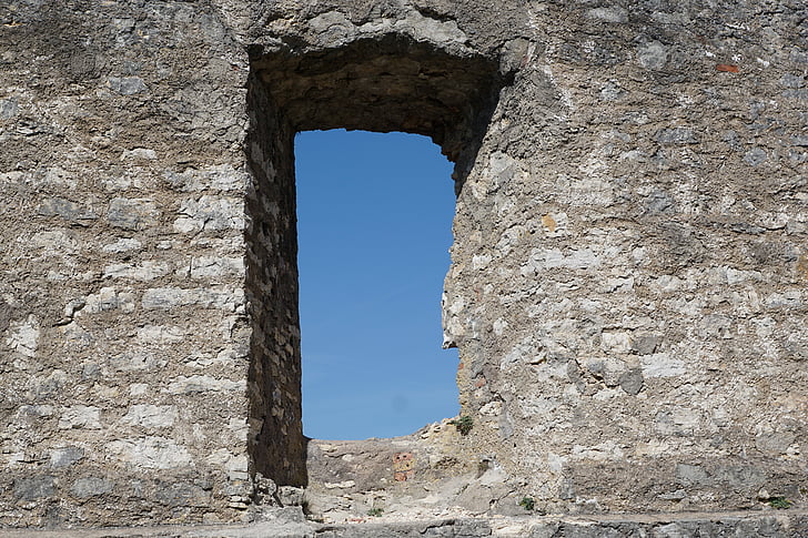 окно, Руина, стена, небо, Замок, хонинговальный гора, Тутлинген