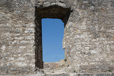 Прозорец, разруха, стена, небе, замък, усъвършенстване на планина, Тутлинген