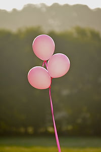 pink, pink balloons, breast cancer, girl, female, celebration, balloons