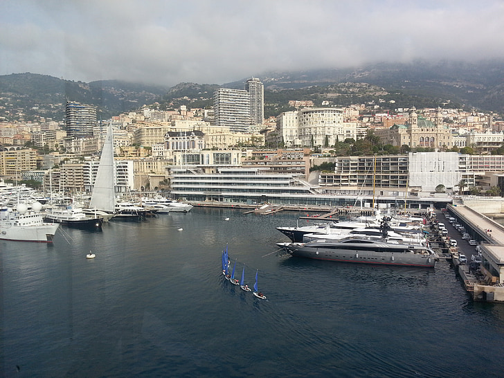 hamn, Monaco, Monte carlo, land sida, fartyg, spelet bank, Marina
