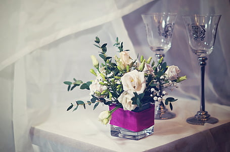 arrangements, fleur, verre, Retro, décoration