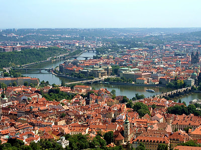 Прага, градски пейзаж, Чешки, град, панорама, градски, архитектура