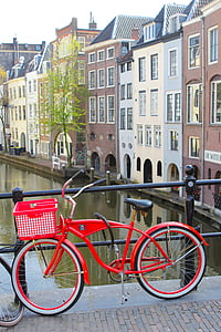 Amszterdam, kerékpár, város, csatorna, turizmus, túra, nézet