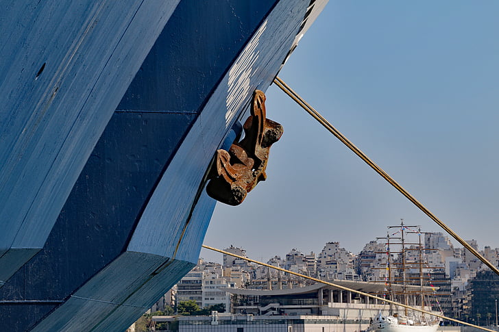 Piraeus, Porto, balsa, Anchor, água, mar, nave