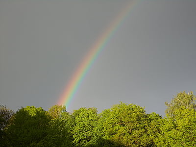 Rainbow, deszcz, Słońce, Pogoda, Natura, na zewnątrz, niebieski